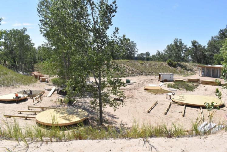 Support beams are in place at the site of the three future interconnected treehouses at Ottawa Sands.
