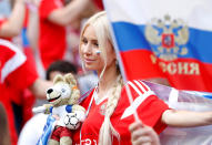 <p>A Russia fan inside the stadium </p>