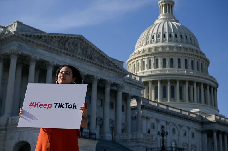 Demonstration against crackdown legislation on TikTok on Capitol Hill.