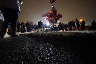 Local preachers speak at a prayer gathering at the site where Tyre Nichols was beaten by Memphis police officers, and later died from his injuries, in Memphis, Tenn., Monday, Jan. 30, 2023. (AP Photo/Gerald Herbert)