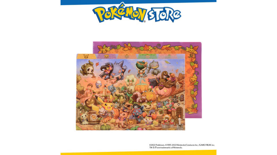 A photo of two Pokémon Center Original A4 Clear Folder 5 Pockets Halloween Harvest Festival.