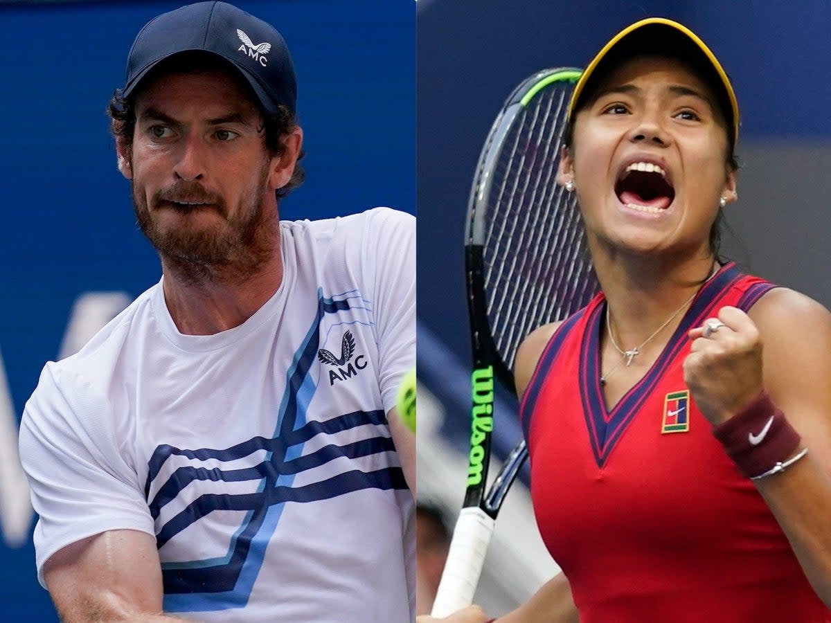 Andy Murray (left) is open to the idea of playing mixed doubles with Emma Raducanu  (PA)