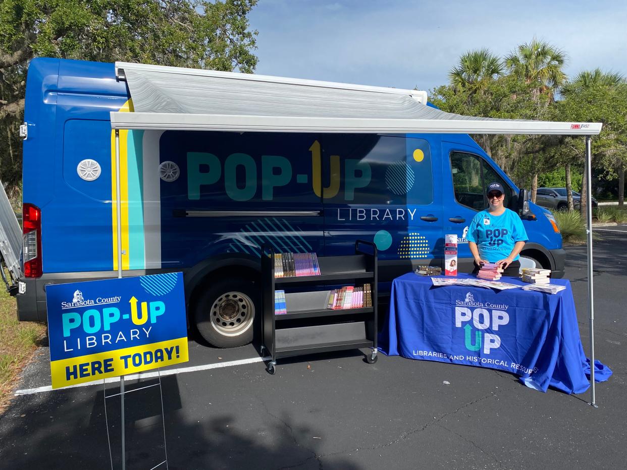 Alyssa Rocky, outreach services supervisor, is at your service for Sarasota County Libraries' new Pop-Up Library. The vehicle will be on display at the Osprey Library and History Center, 337 N. Tamiami Trail, on Sept. 16 during a special open house.