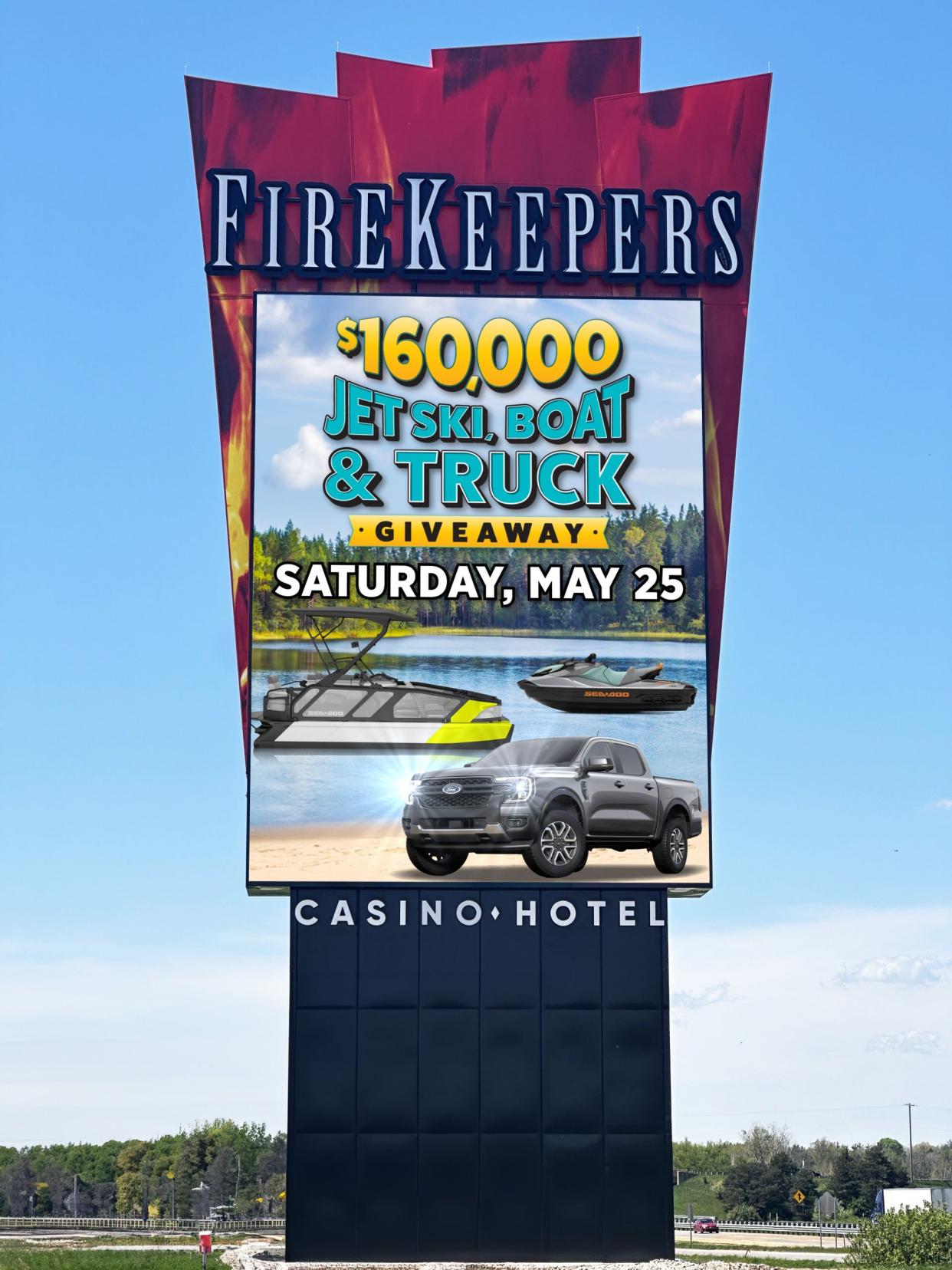 FireKeepers Casino has unveiled a new digital marquee overlooking I-94.