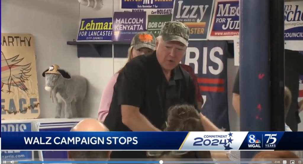 Tim Walz greeted voters in Lancaster, Pennsylvania, receiving mixed reactions from them. WGAL