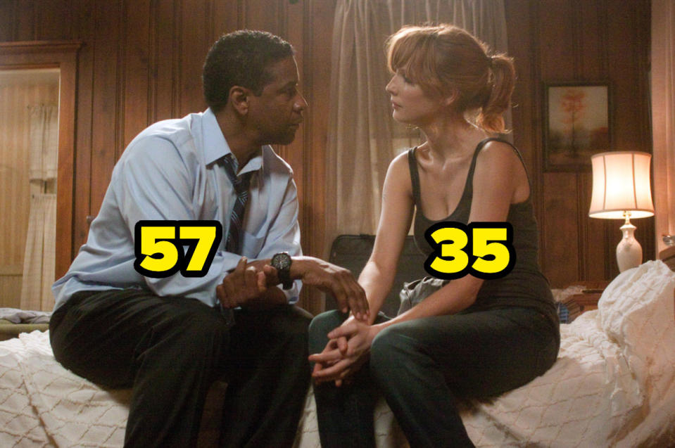 57-year-old Denzel Washington on a bed with 35-year-old Kelly Reilly