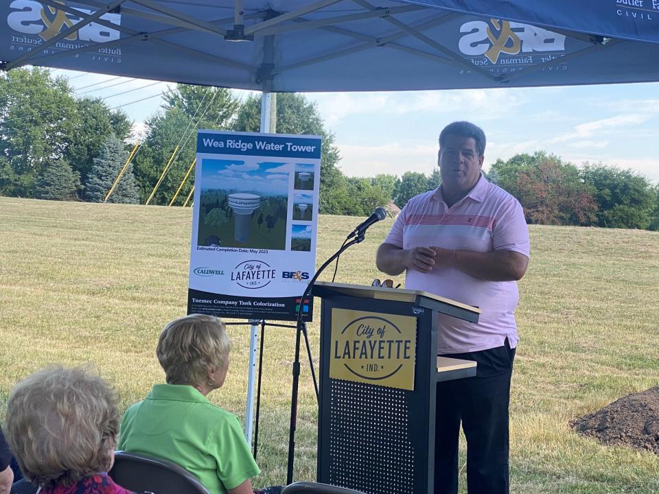 Lafayette mayor Tony Roswarski speaks about the upcoming Wea Ridge water tower. June 23, 2022