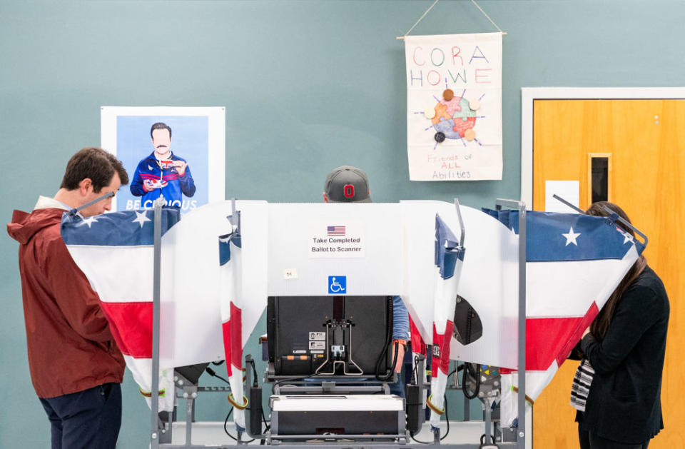 Voters casts their votes at a polling station in Nashville, Tennessee, on Super Tuesday, March 5, 2024. (Photo by SETH HERALD/AFP via Getty Images)