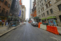 <p>Seventeen years after the collapse of the World Trade Center towers, construction continues on Greenwich Street near Rector Street in New York City on Aug. 18, 2018. (Photo: Gordon Donovan/Yahoo News) </p>