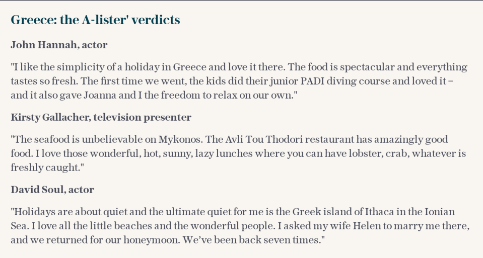 Greece: the A-lister' verdicts