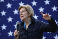 Presidential candidate Sen. Elizabeth Warren, D-Mass., speaks at an organizing event Sunday, Feb. 17, 2019, in Las Vegas. (AP Photo/John Locher)