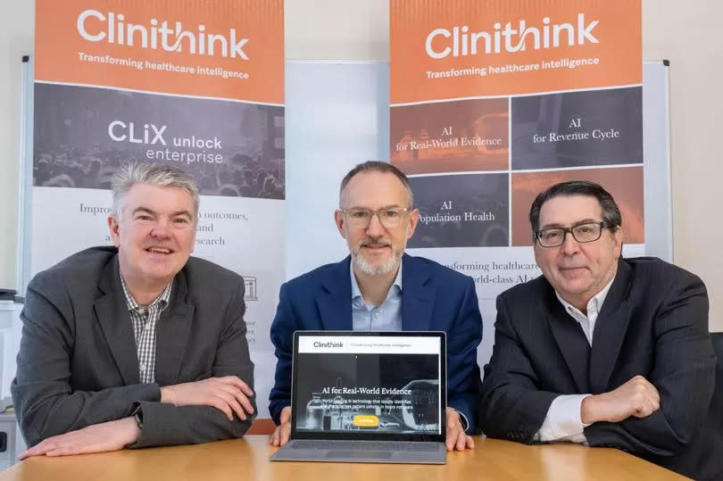 Left to right caption: Andy Morris, senior investment executive, Development Bank of Wales; Chris Tackaberry, EVP, population health and life sciences, Clinithink, and Marc Goldman, chief product officer, Clinithink. -Credit:Matthew Horwood