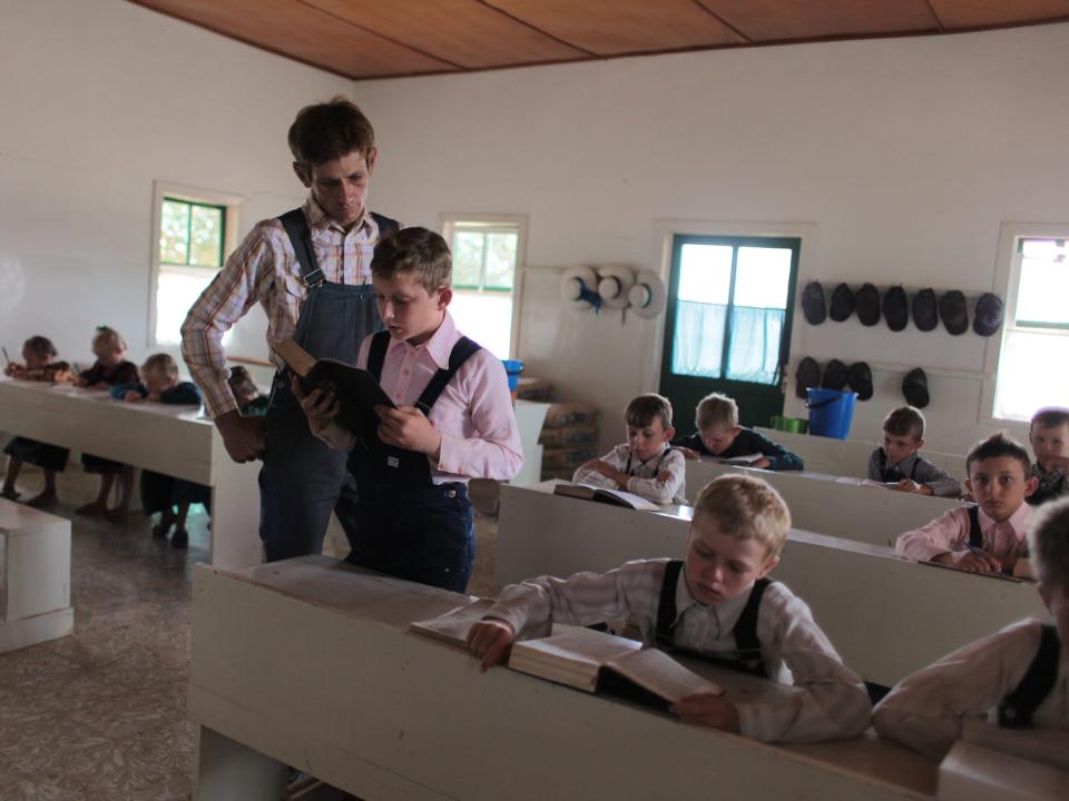 Boys attend school from the ages 6 to 12 learning low German, numbers and the scriptures.