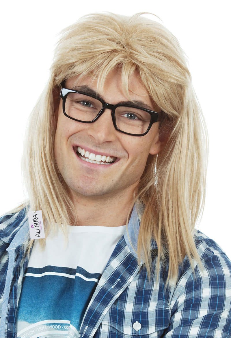 90s Guitar Rocker Blonde Wig and Black Glasses