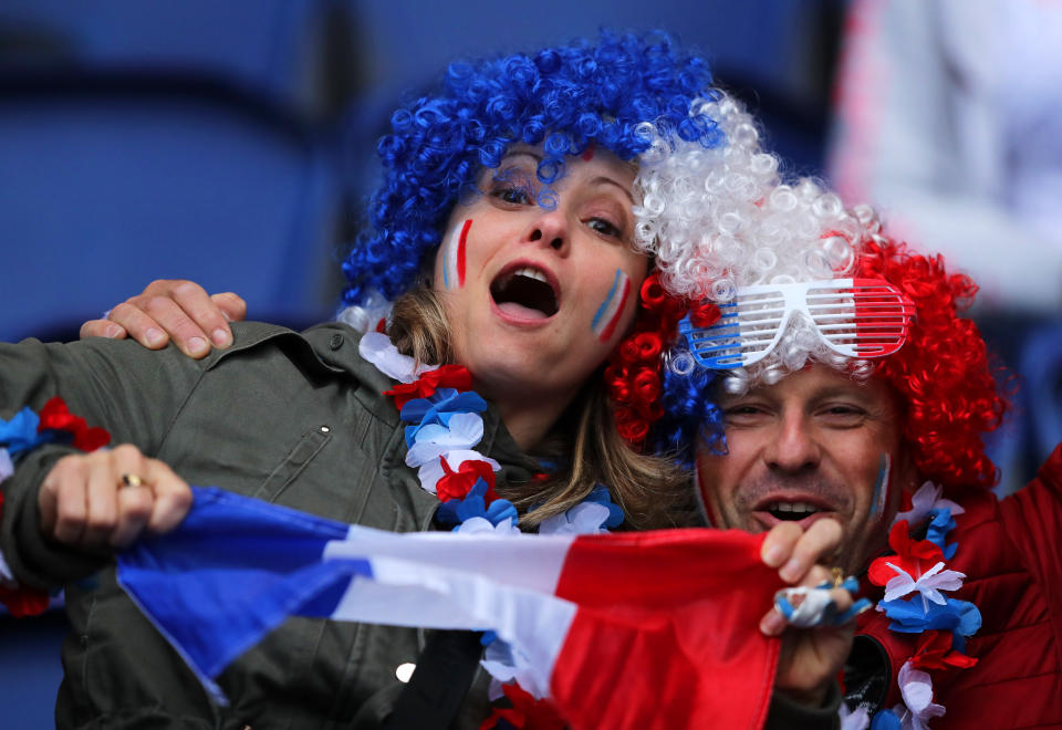 France fans show their support prior to the 2019 FIFA Women's World Cup France group A match between France and Korea Republic at Parc des Princes on June 07, 2019 in Paris, France. (Photo by Alex Grimm/Bongarts/Getty Images)