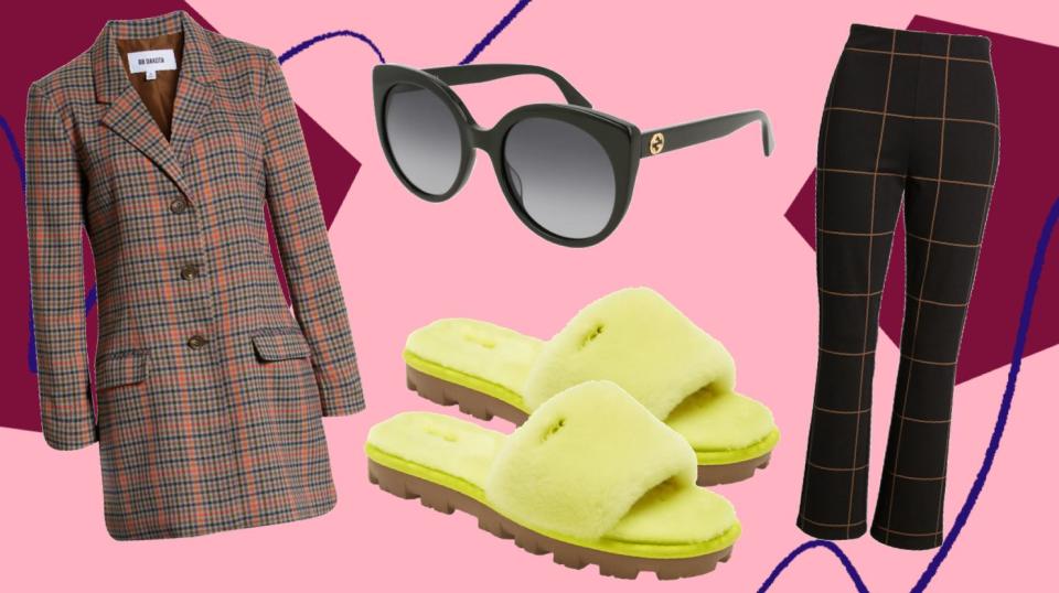 Plaid blazers, Gucci sunglasses and fuzzy slippers &mdash; we found what's worth getting during Nordstrom's Anniversary Sale. (Photo: HuffPost)