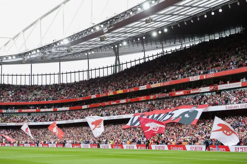 A general view of the inside of the Emirates Stadium during the Premier League match between Arsenal FC and Brighton & Hove Albion FC.