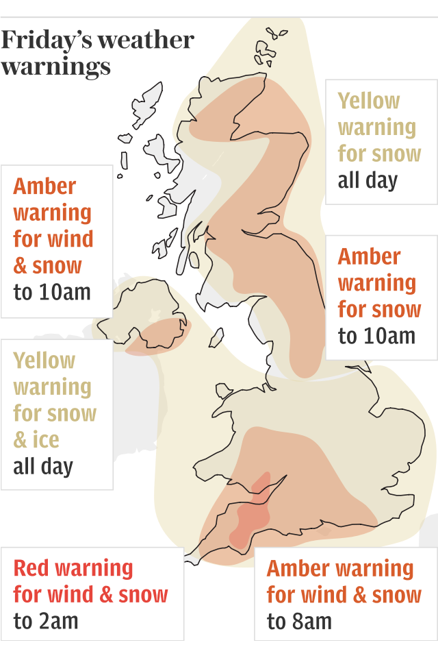 Beast from the East - Friday’s weather warnings