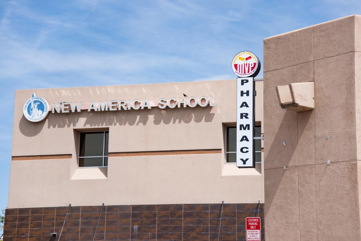 Mesilla Valley Pharmacy, pictured on Wednesday, April 27, 2022, neighbors the New America School in downtown Las Cruces. The city council on Sept. 6, 2022 voted to allow the pharmacy to sell cannabis despite its close proximity to the school.