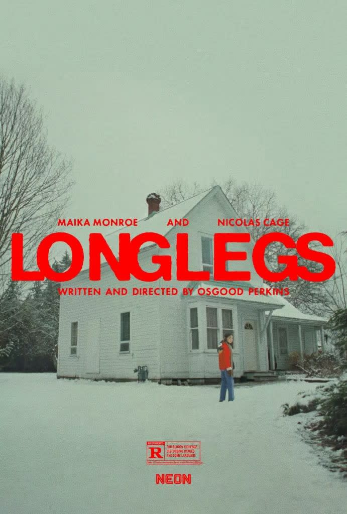 A person walks in snow in Longlegs.