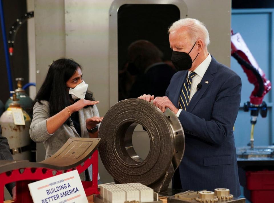 President Biden tours Carnegie Mellon University at Mill 19 during a visit to tout the $1.2 trillion ‘Infrastructure Investment and Jobs Act' in Pittsburgh (REUTERS)