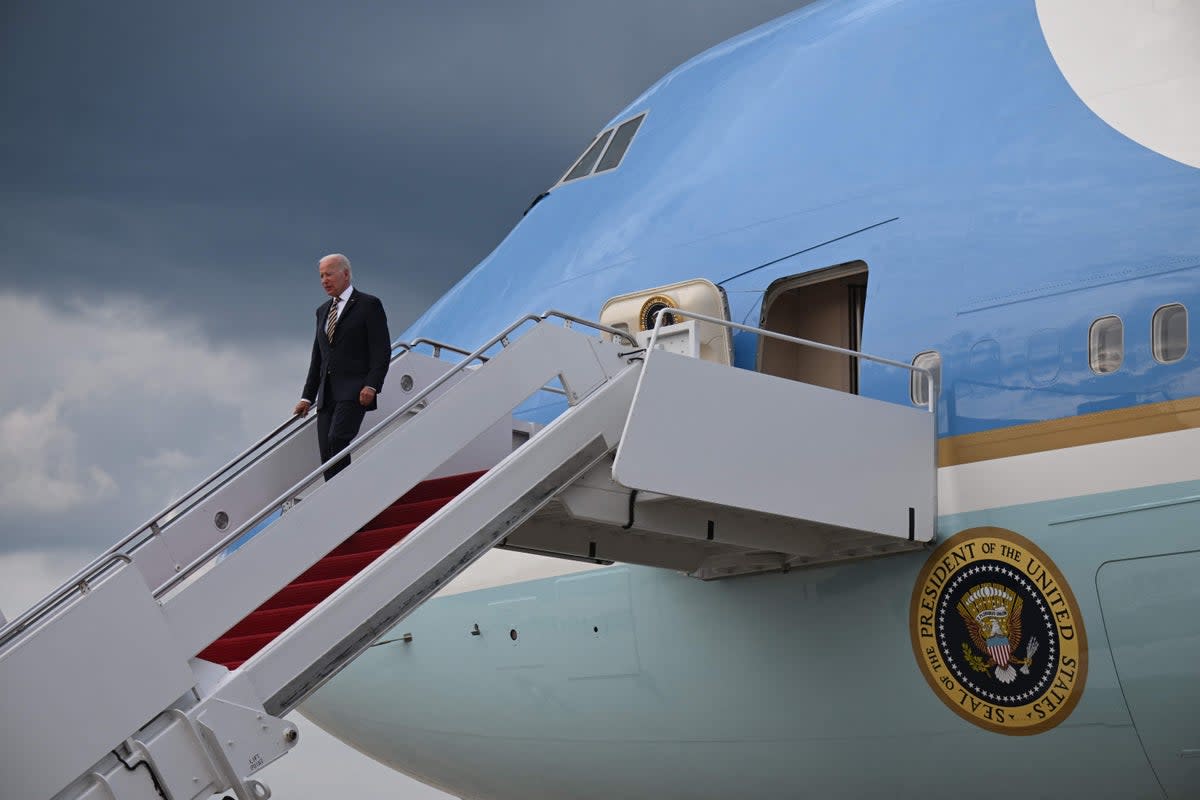 Joe Biden at Joint Base Andrews in Maryland this week. As a candidate for president, he vowed to reverse the kid-glove treatment Riyadh had received under Donald Trump (AFP via Getty Images)