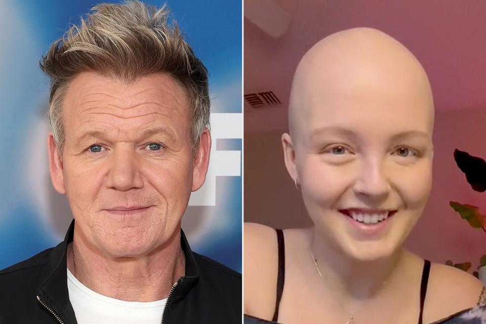 <p>Leon Bennett/Getty; Gordon Ramsay/TikTok</p> Gordon Ramsay and fan Madison