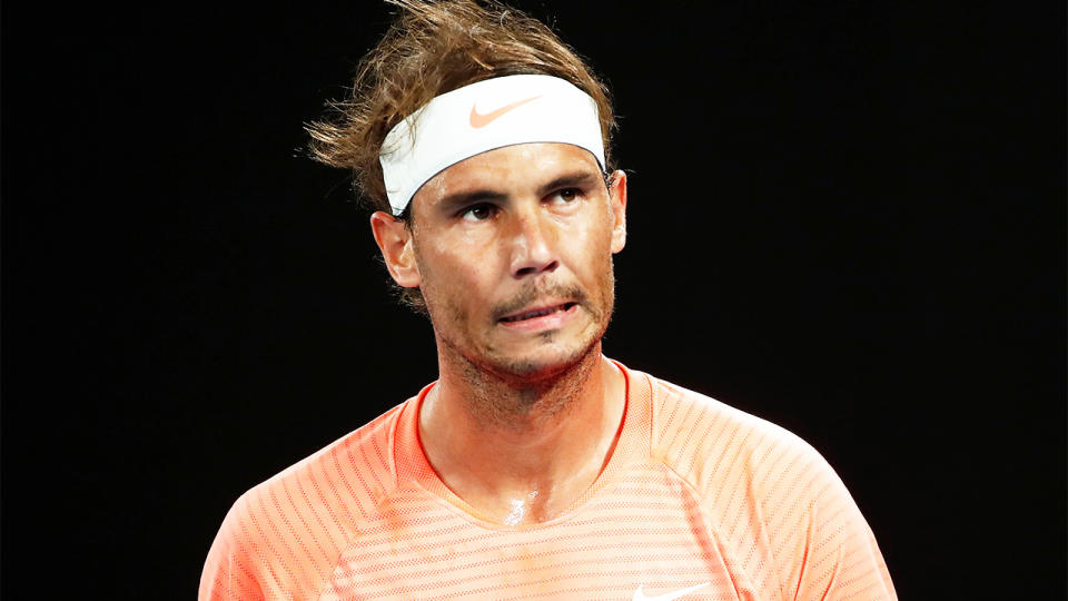 Rafael Nadal (pictured) looking frustrated during his Australian Open match.