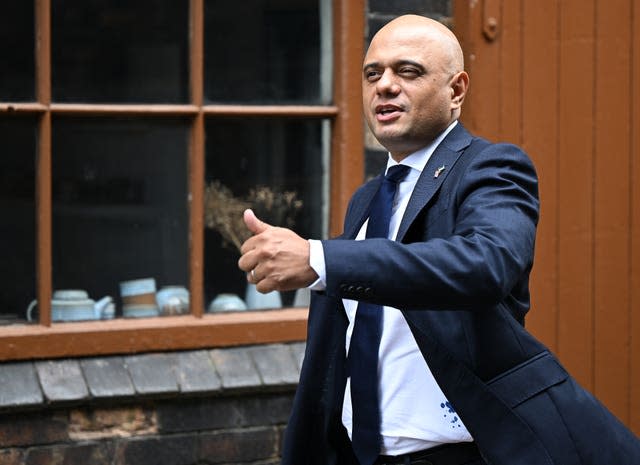 Health Secretary Sajid Javid arrives at Middleport Pottery in Stoke on Trent