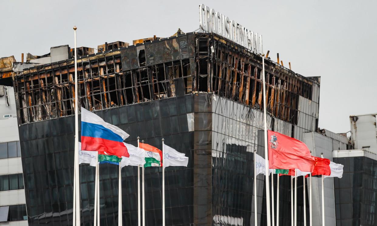 <span>The attack on the Crocus City Hall in Moscow was claimed by IS. The suspects are from Tajikistan in central Asia.</span><span>Photograph: Yuri Kochetkov/EPA</span>