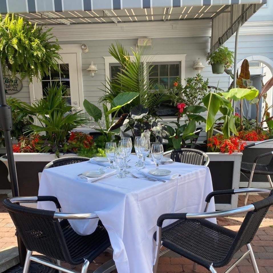 Outdoor dining at Tisha's Fine Dining in Cape May.