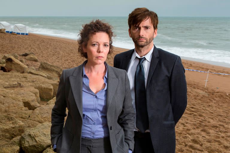 Olivia Colman y David Tennant en Broadchurch