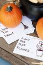 <p>It only takes a handful materials to create these Halloween scavenger hunt cards and a couple of healthy treats to keep the kids entertained for the rest of the afternoon.</p><p>Get the<strong> <a href="https://www.womansday.com/home/crafts-projects/how-to/a5156/halloween-craft-how-to-scavenger-hunt-clues-110822/" rel="nofollow noopener" target="_blank" data-ylk="slk:Halloween Scavenger Hunt tutorial" class="link ">Halloween Scavenger Hunt tutorial</a>.</strong></p>