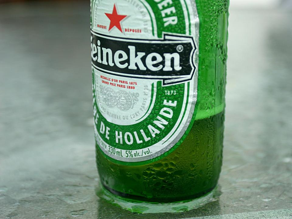 heineken beer bottle wet condensation