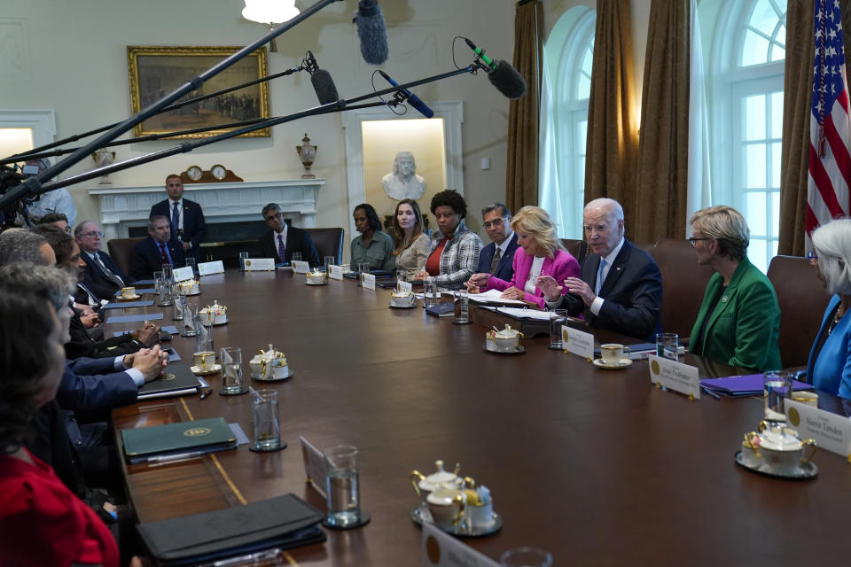 President Joe Biden speaks during a meeting of his Cancer Cabinet in the Cabinet Room at the White House in Washington, Wednesday, Sept. 13, 2023. (AP Photo/Susan Walsh)