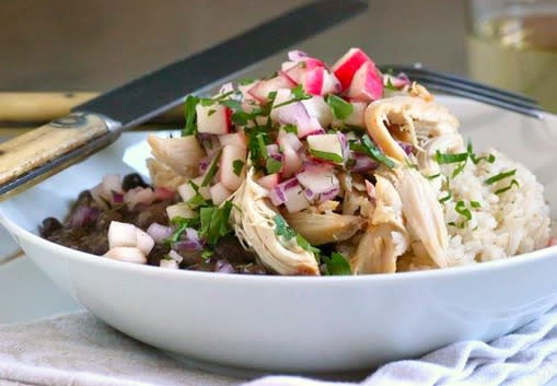 Black Beans and Rice with Chicken and Apple Salsa