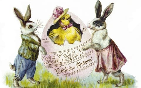 Easter bunnies and eggs