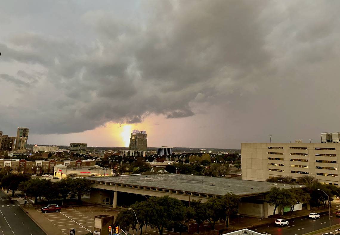 A line of strong storms moved through North Texas on Tuesday morning. Multiple tornado warnings were in effect.