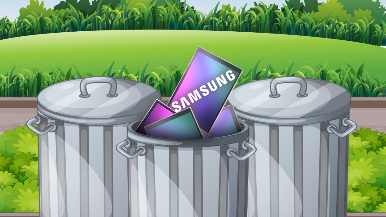  Graphic of Samsung image sensors in a rubbish bin. 