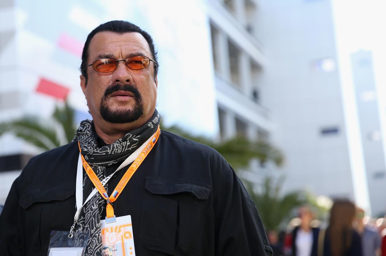 Actor Steven Seagal  attends qualifying ahead of the Russian Formula One Grand Prix at Sochi Autodrom on October 11, 2014 in Sochi, Russia.  