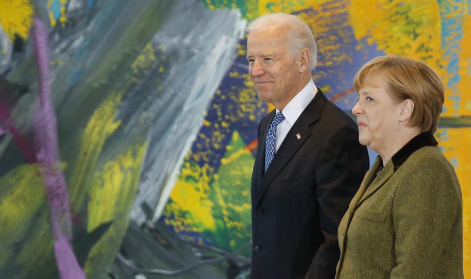 Angela Merkel und der damalige US-Vizepräsident Joe Biden im Februar 2013. (Bild: Reuters)