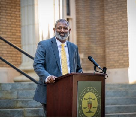 FILE - Athens attorney Kalki Yalamanchili at an announcement of his intent to seek the office of district attorney for the Western Circuit.