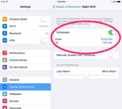 How to use Apple's iOS Night Shift mode