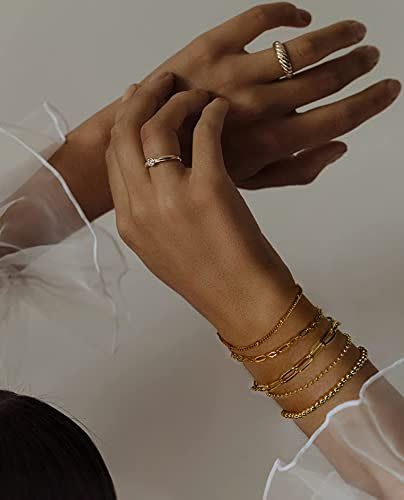 25) 14K Gold Plated Dainty Link Paperclip Bracelets