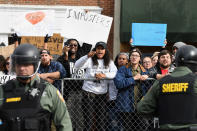 <p>Counter protesters scream at “White Lives Matter” protesters during a rally in Murfreesboro, Tenn., Oct. 28, 2017. (Photo: Bryan Woolston/Reuters) </p>