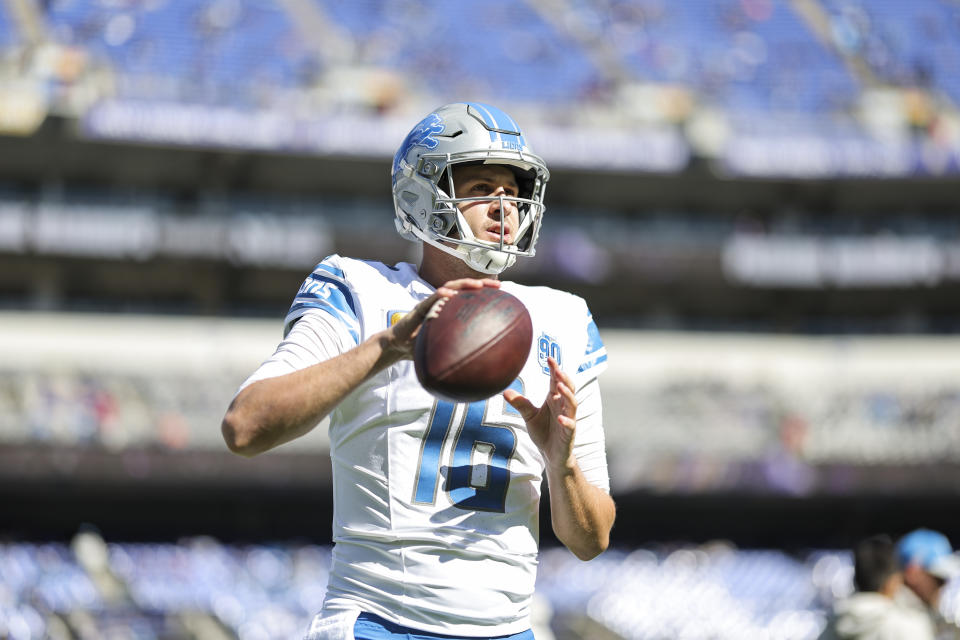 Jared Goff and the Detroit Lions are coming off of their worst game of the season. (Photo by Michael Owens/Getty Images)