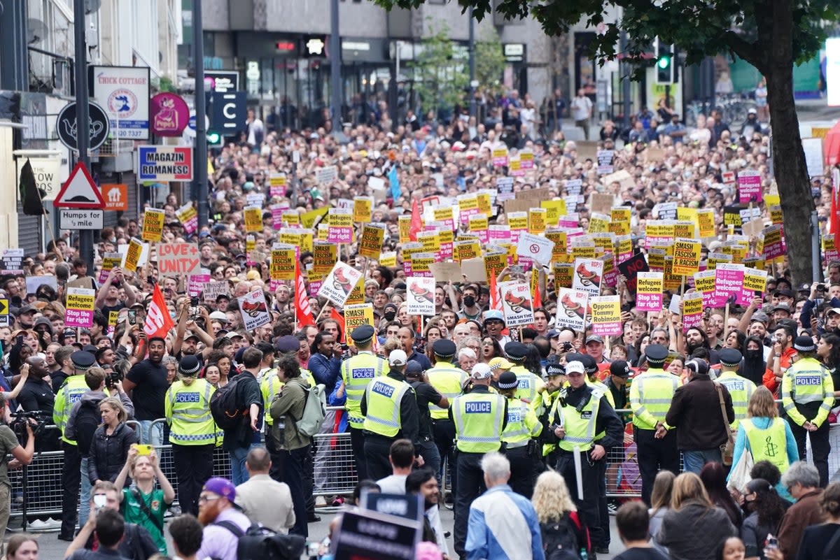 Counter protesters in Walthamstow (PA) (PA Wire)