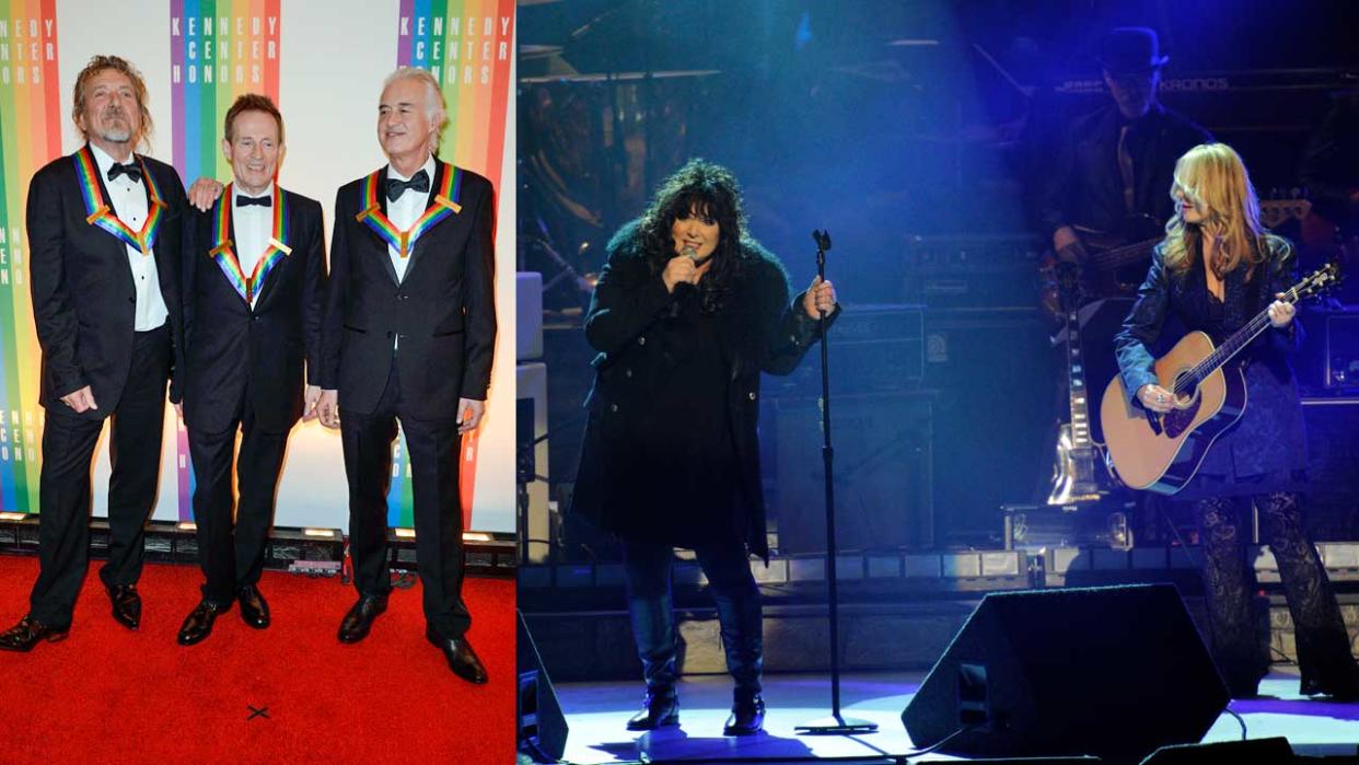  Jimmy Page, Robert Plant and John Paul Jones at the Kennedy Center Opera House, and Ann and Nancy Wilson onstage  