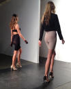 FILE - Models wear Spanx on a runway during New York Fashion Week on Feb. 5, 2014. Oprah Winfrey and Reese Witherspoon are among new investors in Spanx. (AP Photo/Leanne Italie, File)