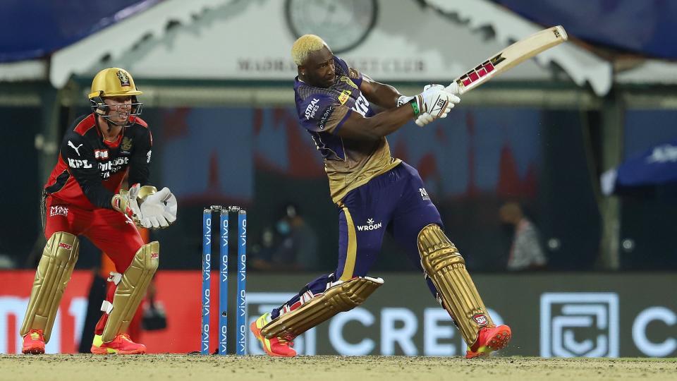 Andre Russell on the attack against RCB in Chennai.